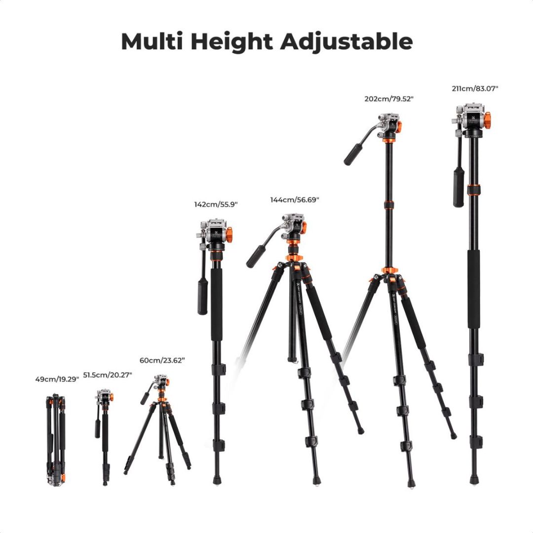 K&F Concept Aluminium Video Tripod sa fluidnom glavom KF09.136 - 7